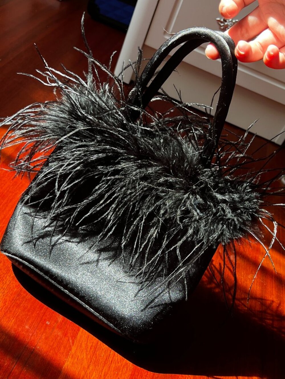 Faux Feather Handbag
